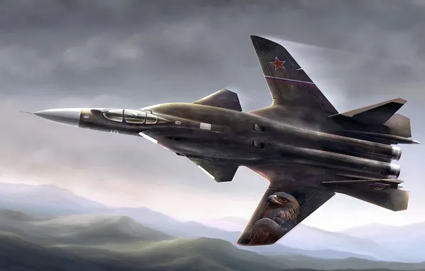 Картинка истребитель, su-47 berkut, aircraft jet