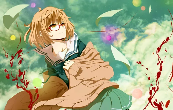 Кровь, Аниме, небо., Kyoukai no Kanata, Mirai Kuriyama