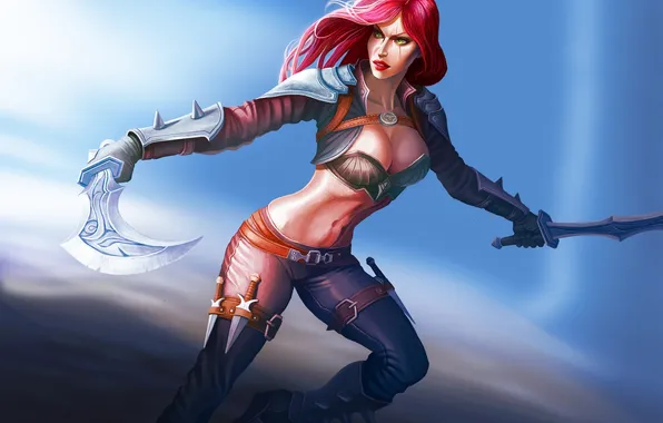 Оружие, игра, арт, League of Legends, Katarina