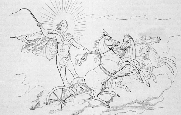 Картинка солнце, колесница, лошади, верховая езда, helios