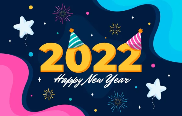 Фон, цифры, Новый год, звёздочки, 2022