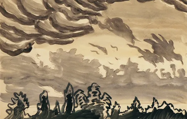 Картинка Untitled, Charles Ephraim Burchfield, 916, Black and White Cloud - Cloud Study