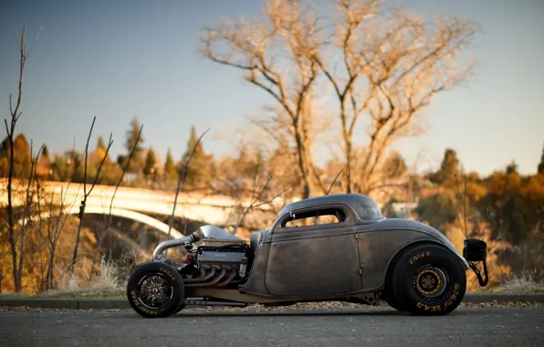 Ford, Hot Rod, Coupe, Twin Turbo, 1934, Drag Car, Big Block, Side view