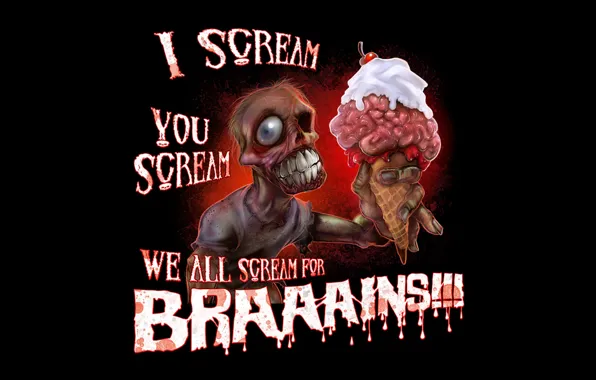 Картинка зомби, мороженое, мозги