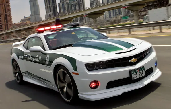 Машина, скорость, Camaro, Police, передок, Chevrolt