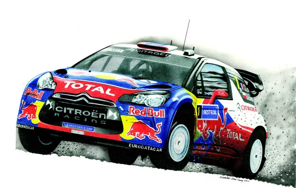 Картинка Авто, Рисунок, Машина, Ситроен, Citroen, DS3, WRC, Rally