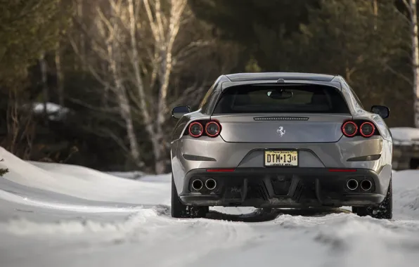 Картинка Winter, Snow, Grey, Road, Ferrari FF