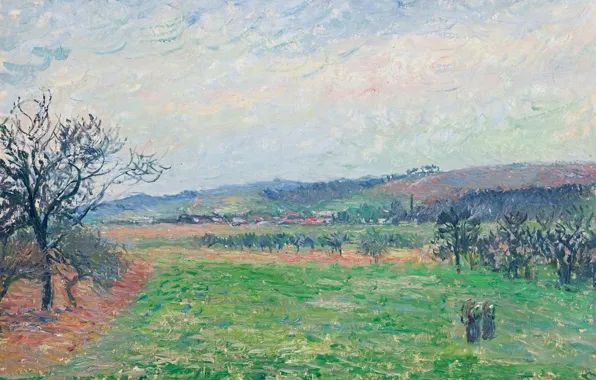 Пейзаж, картина, Камиль Писсарро, Холмы Жизора. Пасмурная Погода