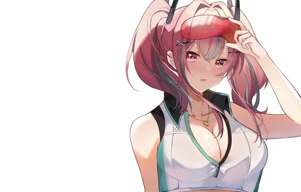 Girl, sexy, cleavage, long hair, boobs, anime, beautiful, red eyes