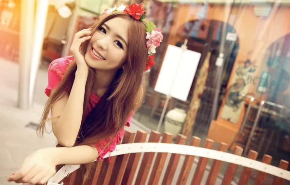 Девушка, фон, азиатка