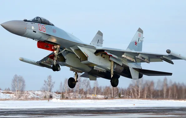 Картинка Су-35С, ОКБ Сухого, истребитель поколения 4++, российский многоцелевой сверхманёвренный, Серийный истребитель для ВКС России