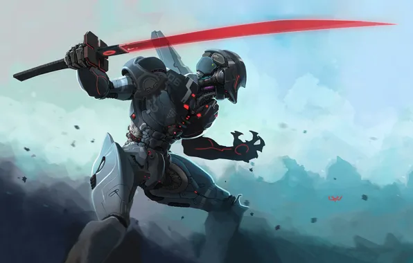 Рисунок, Робот, Меч, Арт, Art, Robot, Фантастика, Concept Art