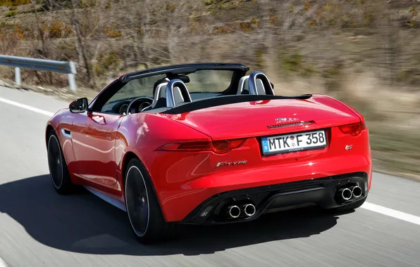 Картинка дорога, авто, скорость, Jaguar, вид сзади, F-Type, V8 S