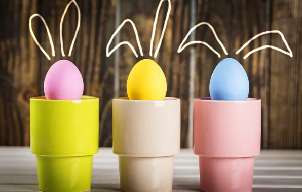 Яйца, весна, Пасха, стаканы, easter