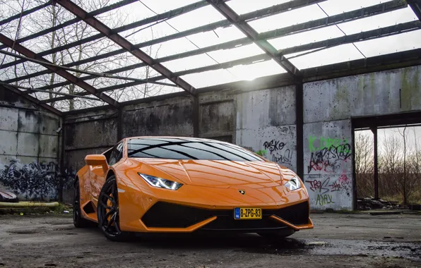 Lamborghini, Orange, Huracan, LP610-4