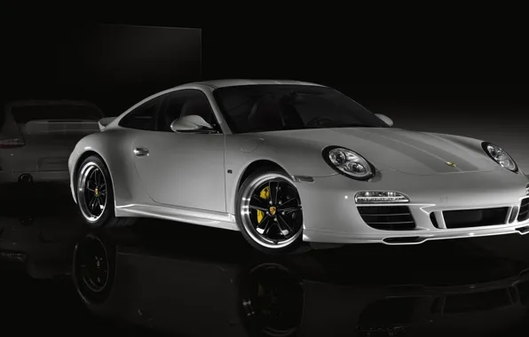 Отражения, porsche, черные тона