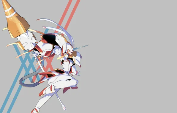 Оружие, прыжок, робот, копьё, Strelitzia, Darling In The Frankxx, Милый во Франксе, франкс