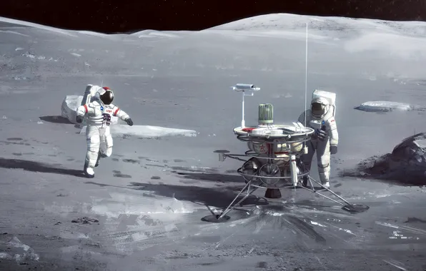 Поверхность, планета, космонавты, аппарат, Lunar Investigation
