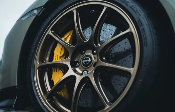 Nissan, GT-R, close-up, R35, wheel, 2022, Nissan GT-R Premium Edition T-spec