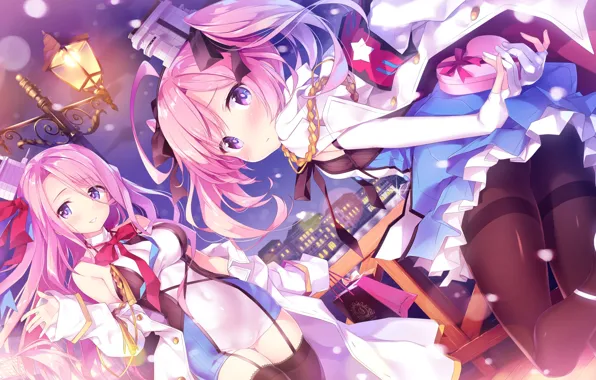 Девушки, Фонарь, Аниме, Azur Lane