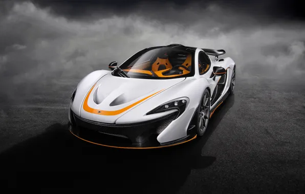 Белый, арт, гиперкар, McLaren P1