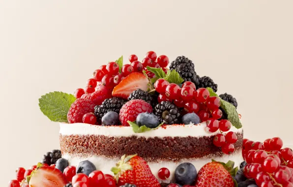 Картинка ягоды, малина, фон, клубника, торт, ежевика, голубика, красная смородина