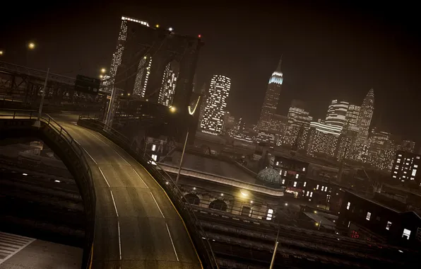 Картинка дорога, мост, город, нью йорк, Grand Theft Auto IV