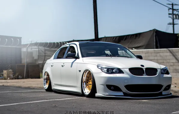 Bmw, white, wheels, gold, jdm, tuning, front, face