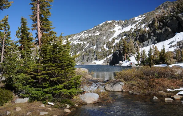 Картинка деревья, горы, озеро, Калифорния, California, Сьерра-Невада, Sierra Nevada, Eldorado National Forest
