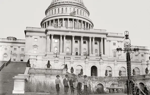 Ретро, Вашингтон, США, Капитолий, конгресс, 1912-й год