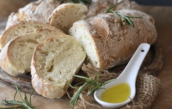 Хлеб, ложка, кусочки, нарезка