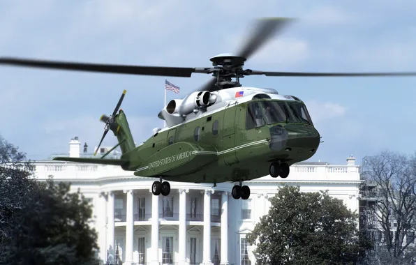 Картинка вертолёт, белый дом, двухмоторный, Superhawk, четырехлопастной, Sikorsky VH-92