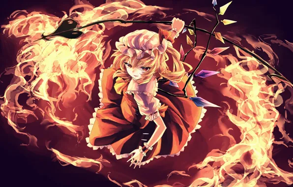 Девушка, огонь, Touhou, Тоухоу