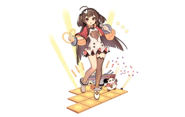Girl, sexy, thighhighs, long hair, dress, brown hair, anime, beautiful