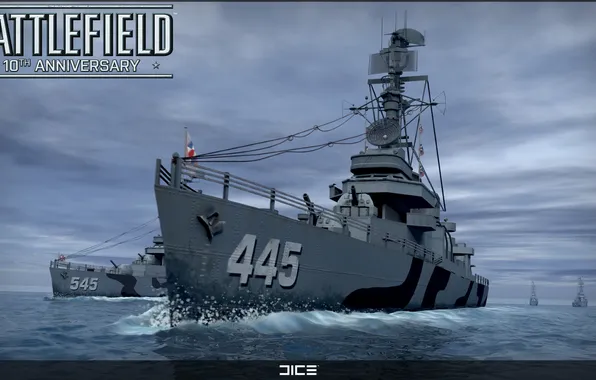 Картинка корабли, эсминец, DICE, юбилей Battlefield, Battlefield 1942