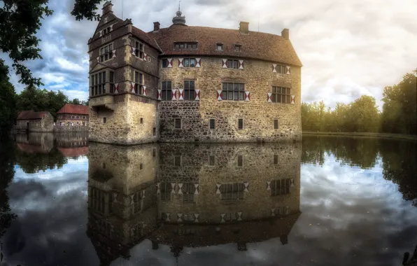 Картинка Castle, Reflections, Burg Lüdinghausen