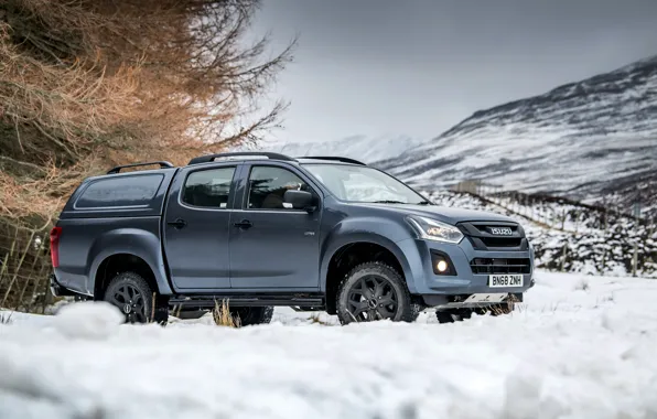 Картинка зима, снег, пикап, 2018, Isuzu, Huntsman, D-Max, UK version