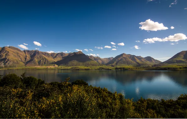 Горы, озеро, Новая Зеландия, New Zealand, Lake Wakatipu, озеро Уакатипу, Otago, Отаго