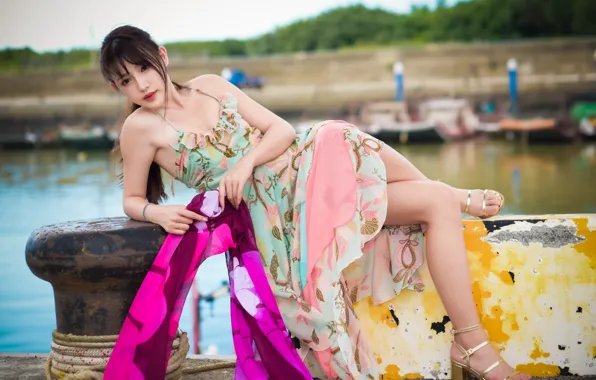 Картинка девушка, фон, азиатка