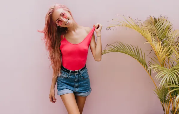 Girl, shorts, long hair, woman, beautiful, model, sweet, sunglasses