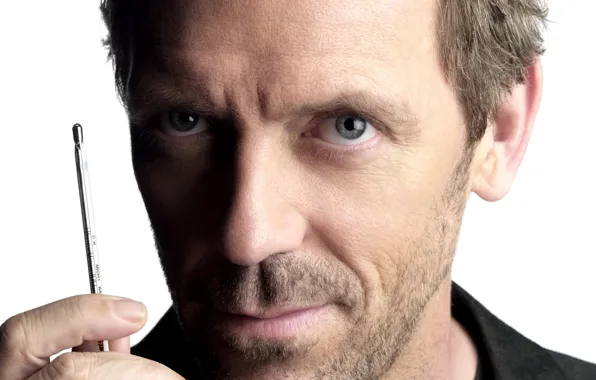 House M.D., Хью Лори, Доктор Хаус, сериал, Hugh Laurie, градусник, Грегори Хаус, thermometer