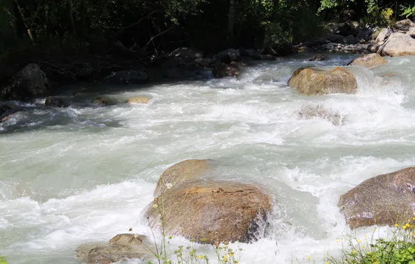 Вода, река, камни, горная река
