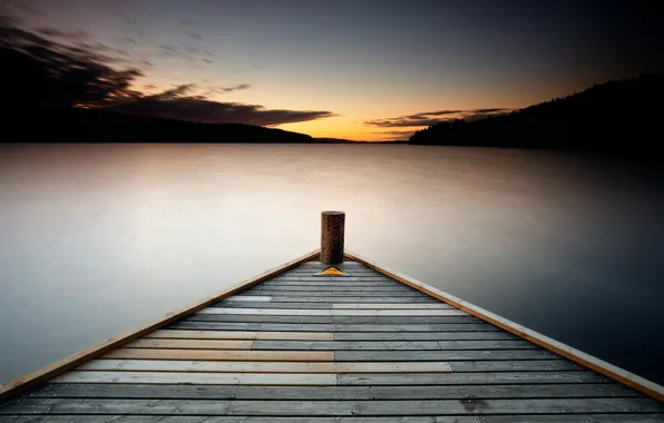 Картинка Resistance, sunset, lake, pier, triangle