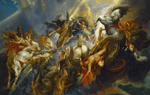 Картина, Питер Пауль Рубенс, мифология, Падение Фаэтона, Pieter Paul Rubens