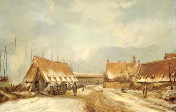 Картинка пейзаж, масло, картина, холст, Казематы Наардена в 1814 году, Питер Герардус ван Ос