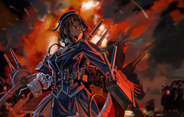 Девушка, аниме, арт, kantai collection