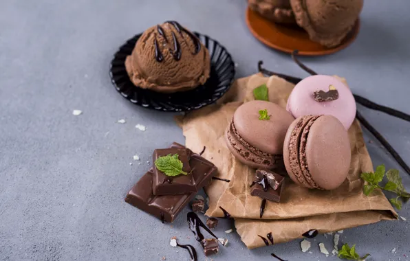 Шоколад, печенье, мороженое, десерт, macaron, миндальное, Myfoodie