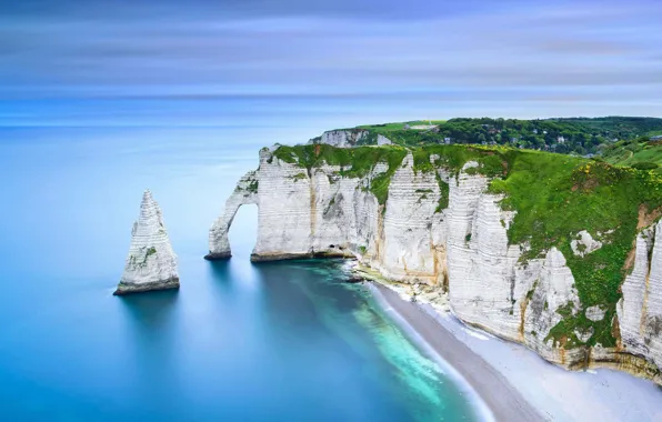 Пляж, вода, горы, океан, скалы, Франция, beach, ocean