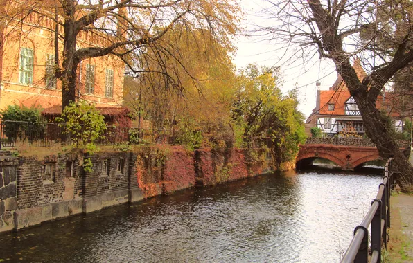 City, river, building