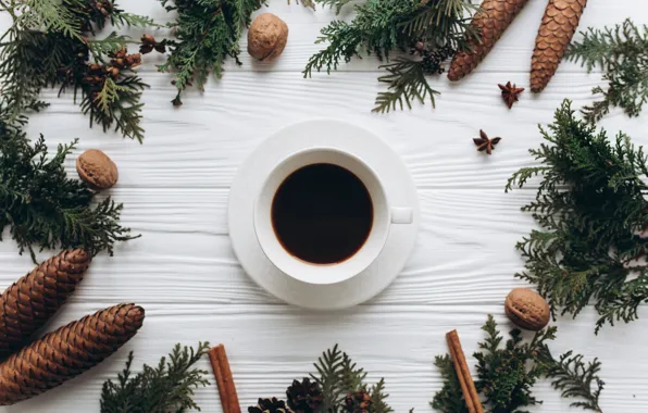 Украшения, Новый Год, Рождество, Christmas, wood, cup, New Year, coffe